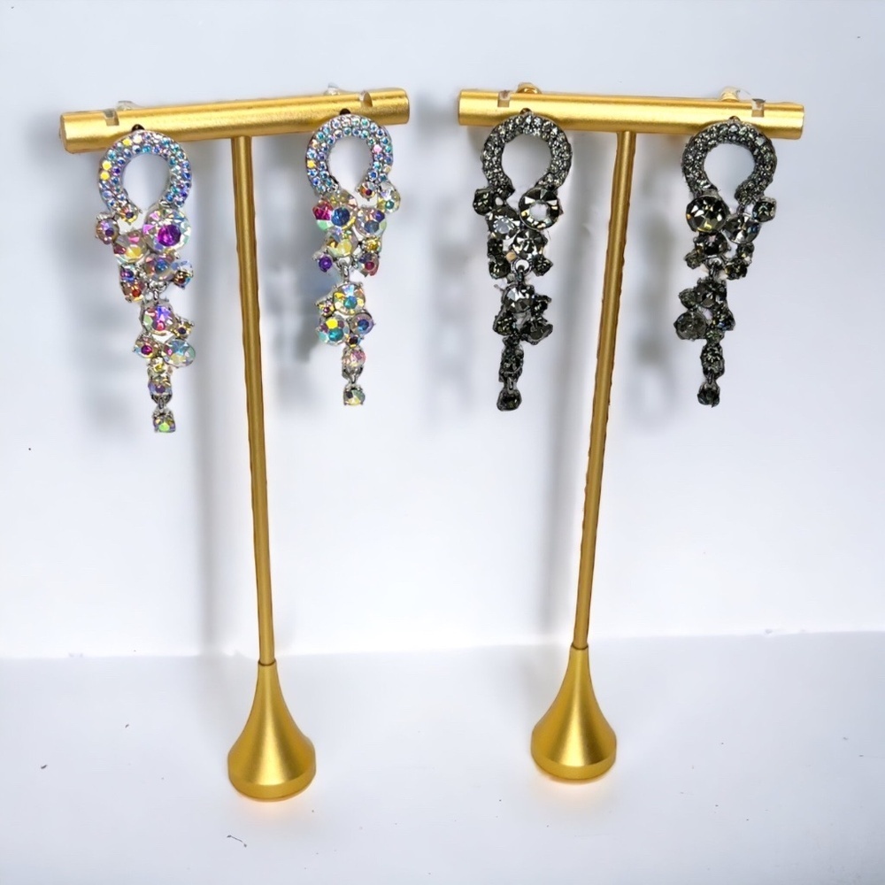 Sparkle & Shine Rhinestone Drop Earrings – Crystal & Black Glam (NWT) - Picture 5 of 7